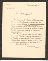 k.k. naturhistorisches Hofmuseum, Intendanzakten 1885-1896 (Hauer), Aktenzahl Z.329.a/1889, Seite 1